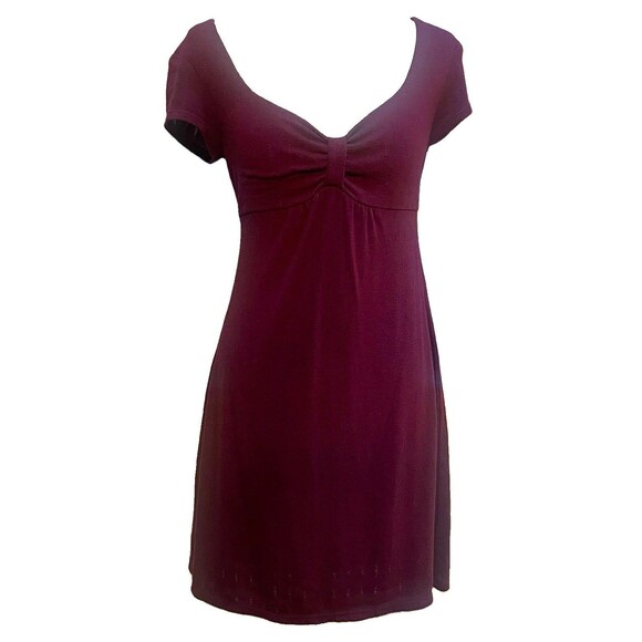 Ruby Rox Dresses & Skirts - VTG Ruby Rox Y2K Burgundy Knit Empire Waist Babydoll Mini Dress Tie Sz S Gilmore